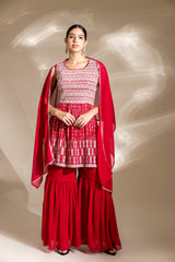 Rani Georgette Readymade Sharara Set With Georgette Dupatta