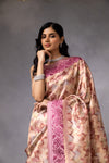 Onion Cotton Digital print Saree With Unstitched Blouse