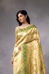 Pista Cotton Digital print Saree With Unstitched Blouse