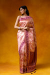 Peach Cotton Digital print Saree With Unstitched Blouse