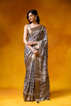 Grey Cotton Digital Print Saree With Unstitched Blouse