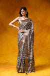 Grey Cotton Digital Print Saree With Unstitched Blouse