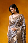 Grey Cotton Digital Print Saree With Unstitched Blouse