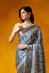 Cotton Digital Print Saree With Unstitched Blouse