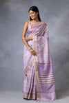 Mauve Cotton Silk Digital Print Saree With Unstitched Blouse