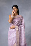 Mauve Cotton Silk Digital Print Saree With Unstitched Blouse