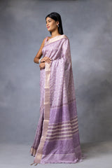 Mauve Cotton Silk Digital Print Saree With Unstitched Blouse