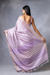 Mauve Cotton Silk Digital Print Saree With Unstitched Blouse