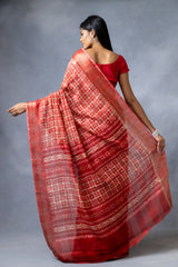 Maroon Cotton Silk Digital Print Saree With Unstitched Blouse