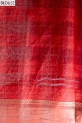 Maroon Cotton Silk Digital Print Saree With Unstitched Blouse