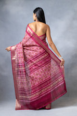 Magenta Cotton Silk Digital Print Saree With Unstitched Blouse