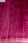 Magenta Cotton Silk Digital Print Saree With Unstitched Blouse