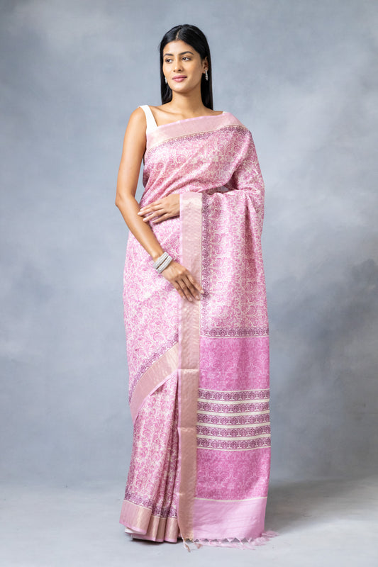 Gajari Cotton Silk Digital Print Saree With Unstitched Blouse