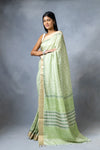 Pista Cotton Silk Digital Print Saree With Unstitched Blouse