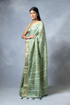 Pista Tussar Digital Print Saree With Unstitched Blouse