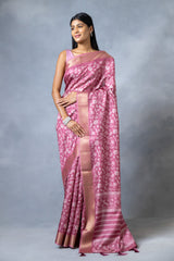 Gajari Tussar Digital Print Saree With Unstitched Blouse