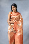 Coral Tussar Digital Print Saree With Unstitched Blouse