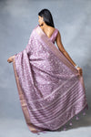 Mauve Tussar Digital Print Saree With Unstitched Blouse