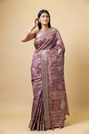 Gajari Tussar Banarasi Woven Zari Saree With Unstitched Blouse