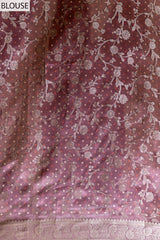 Gajari Tussar Banarasi Woven Zari Saree With Unstitched Blouse