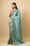 Mint Green Tussar Digital Print Saree With Unstitched Blouse