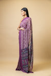 Mauve Georgette Floral Print Saree With Unstitched Blouse