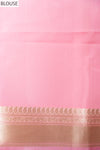 Pink Organza Banarasi Woven Zari Saree With Unstitched Blouse