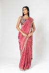 Gajari Tissue Embroidered Saree With Readymade Blouse