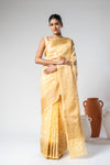 Mango Gold Organza Embellished Saree With Unstitched Blouse