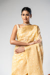 Mango Gold Organza Embellished Saree With Unstitched Blouse