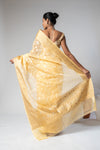 Mango Gold Organza Embellished Saree With Unstitched Blouse