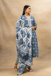 Indigo Blue Cotton Readymade Suit And Pant With Cotton Dupatta