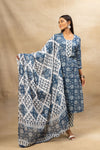 Indigo Blue Cotton Readymade Suit And Pant With Cotton Dupatta