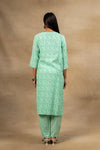 Tea Green Cotton Readymade Suit And Pant With Cotton Dupatta