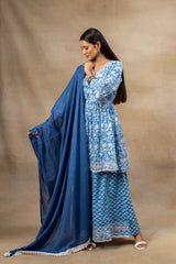 Cotton Kurti And Sharara With Cotton Dupatta