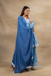 Blue White Cotton Readymade Sharara Set With Cotton Dupatta