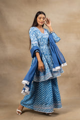 Cotton Kurti And Sharara With Cotton Dupatta