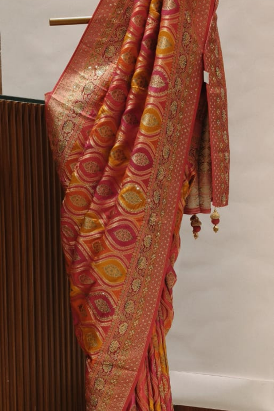 Timeless Elegance Rani Banarasi Silk Saree With Unstitched Blouse