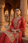Nature’s own couture Rust Chinon Readymade Suit And Pant With Chinon Dupatta