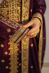 Regal And Radiant Garnet Chinon Readymade Sharara Set With Chinon Dupatta