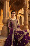 Regal And Radiant Garnet Chinon Readymade Sharara Set With Chinon Dupatta