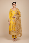 Mango Gold Organza Unstitched Salwar Suit With Organza Dupatta