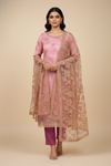 Mauve Organza Unstitched Salwar Suit With Organza Dupatta
