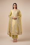 Pista Organza Unstitched Salwar Suit With Organza Dupatta