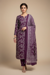 Mauve Pashmina Unstitched Salwar Suit With Pashmina Dupatta