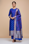 Purple Banarasi Silk Unstitched Salwar Suit With Silk Dupatta