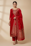 Maroon Dola Unstitched Salwar Suit With Dola Dupatta