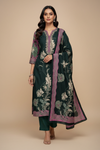 Bottle Green Pashmina Unstitched Salwar Suit With Pashmina Dupatta