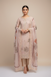 Peach Georgette Unstitched Salwar Suit With Chiffon Dupatta
