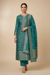 Mint Green Pashmina Unstitched Salwar Suit With Pashmina Dupatta